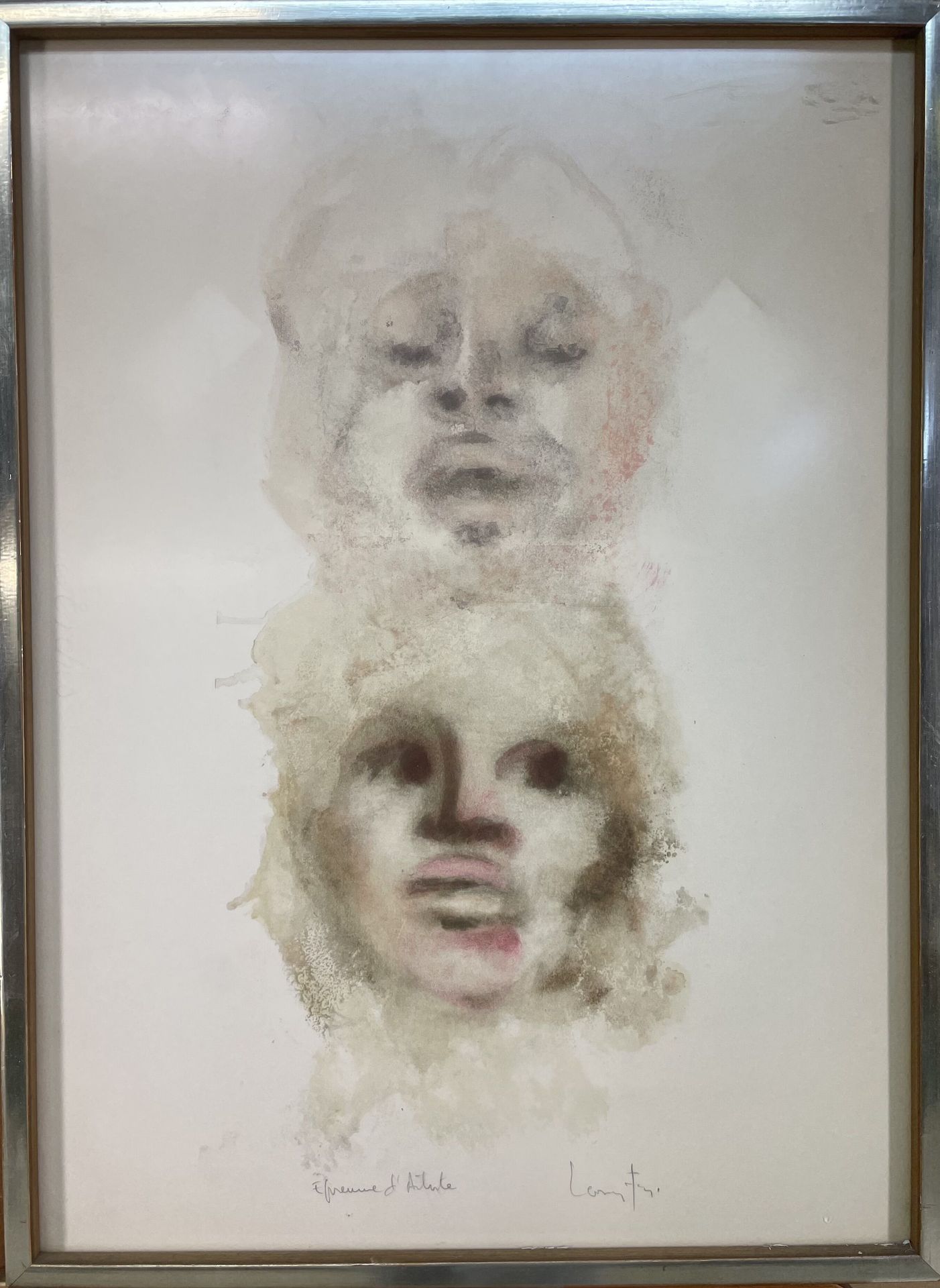 Léonor FINI (1907-1996) 
"Deux visages" 
Lithographie encadrée sous verre 
Signé&hellip;