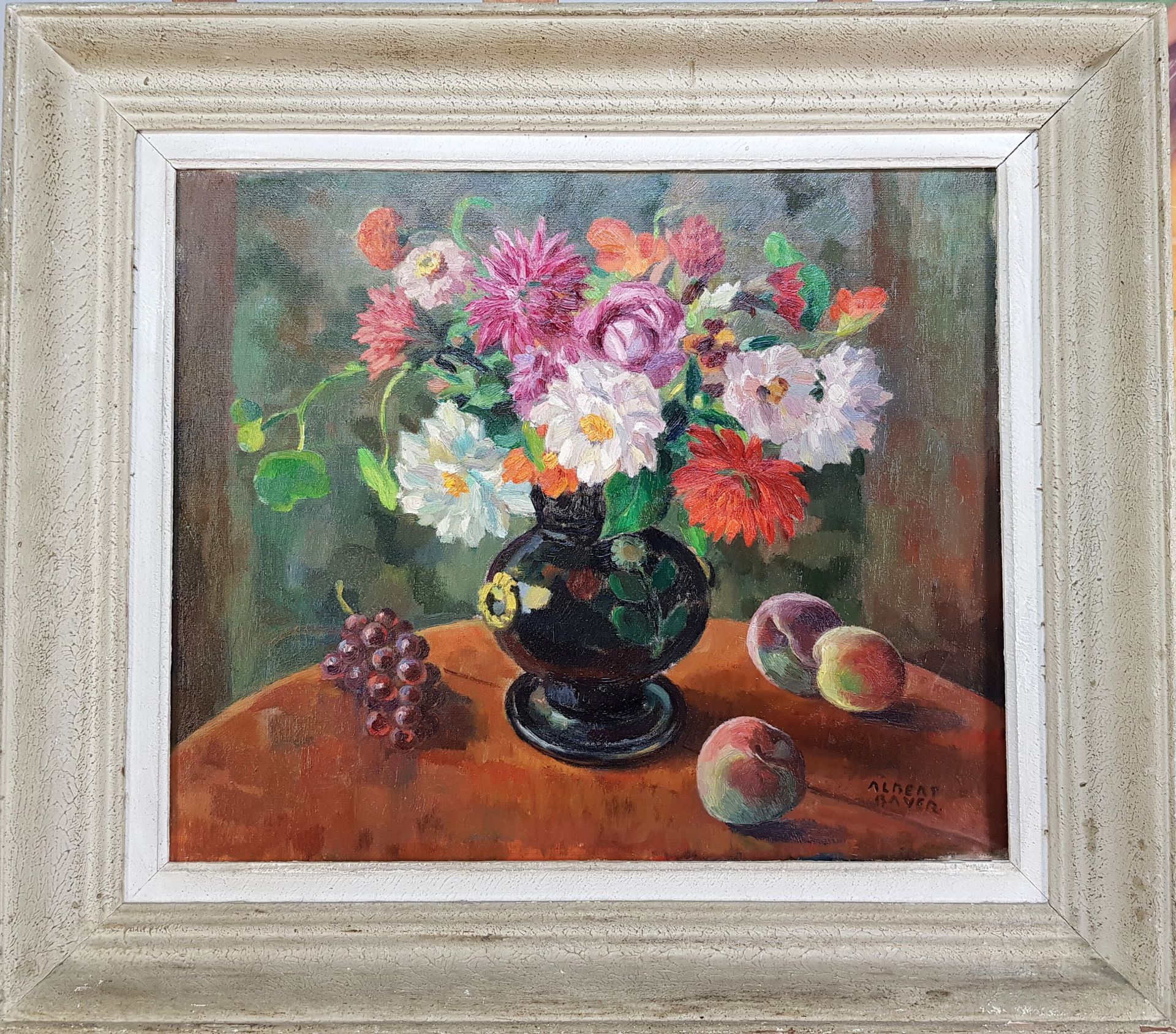 Albert BAYER (1885-1963) 
"Fleurs dans une vase" 
Huile sur toile 
Signée en bas&hellip;