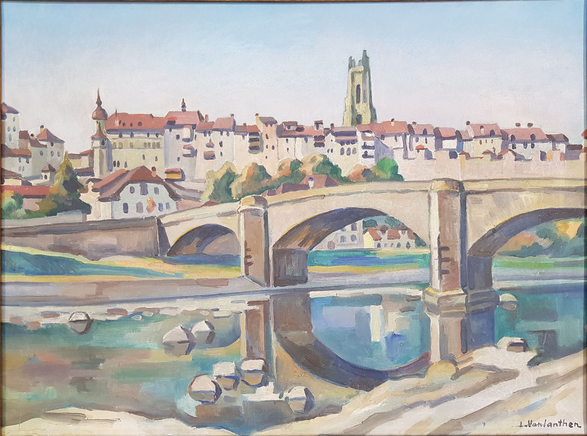 Null Louis VONLANTHEN (1889-1937)

"Le pont"

Huile sur toile 

Signée en bas à &hellip;
