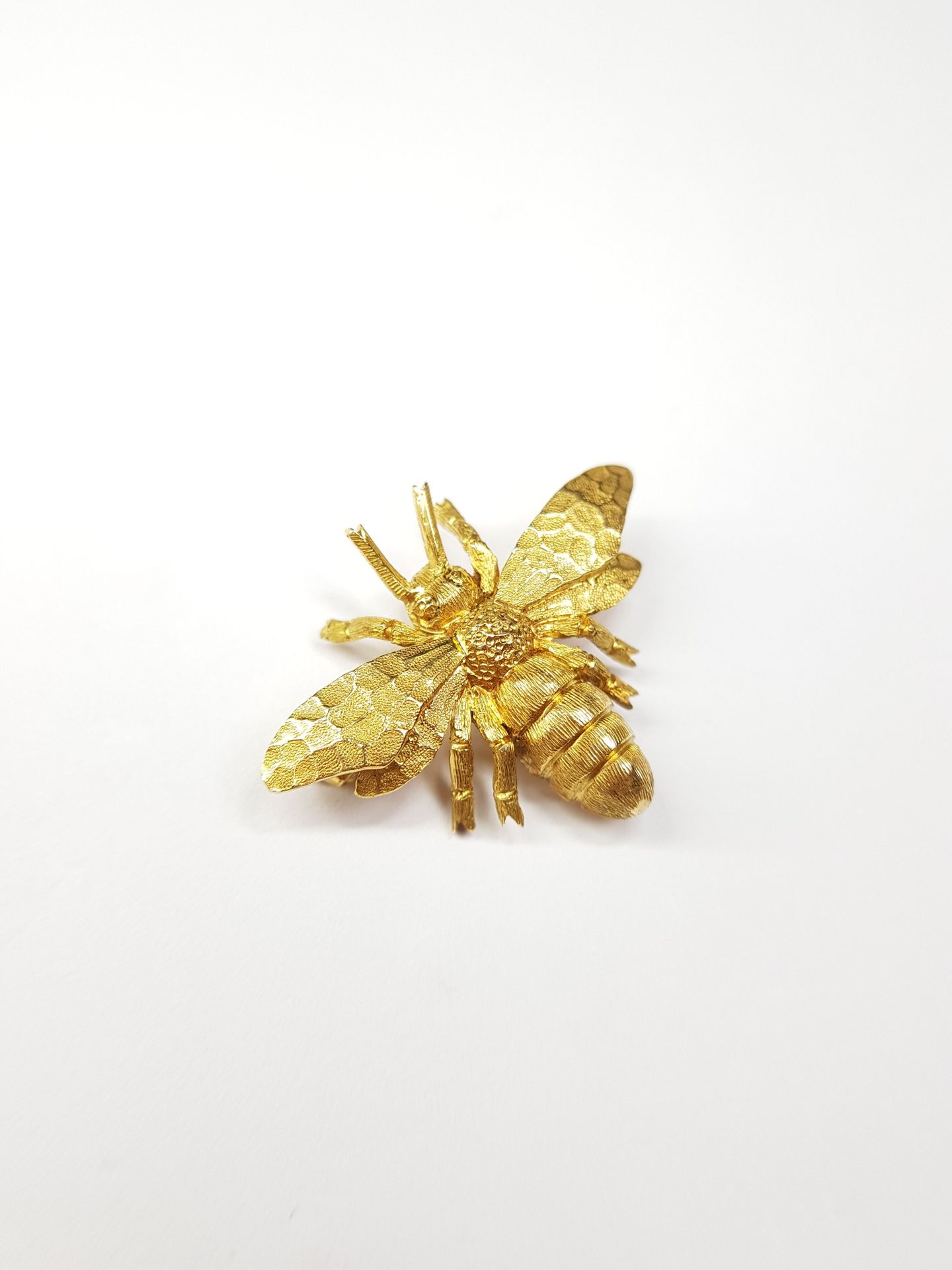 Null A gold 750 ‰ pin featuring a bee.

Weight : 6,53 g

Length : 2 cm