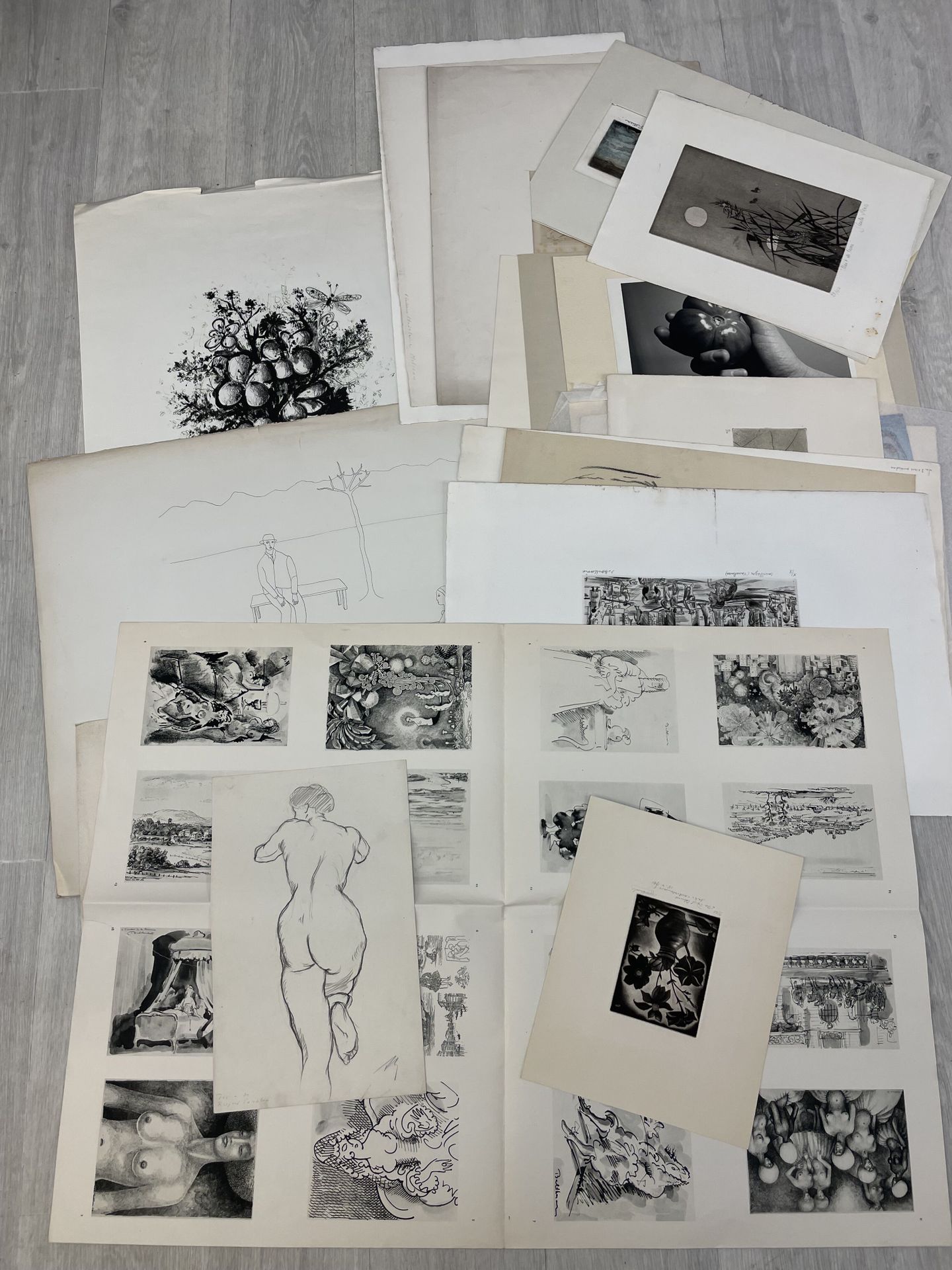 Null LOT of lithographs by Hans Haug, Camille Claus, Ury and various artists, co&hellip;