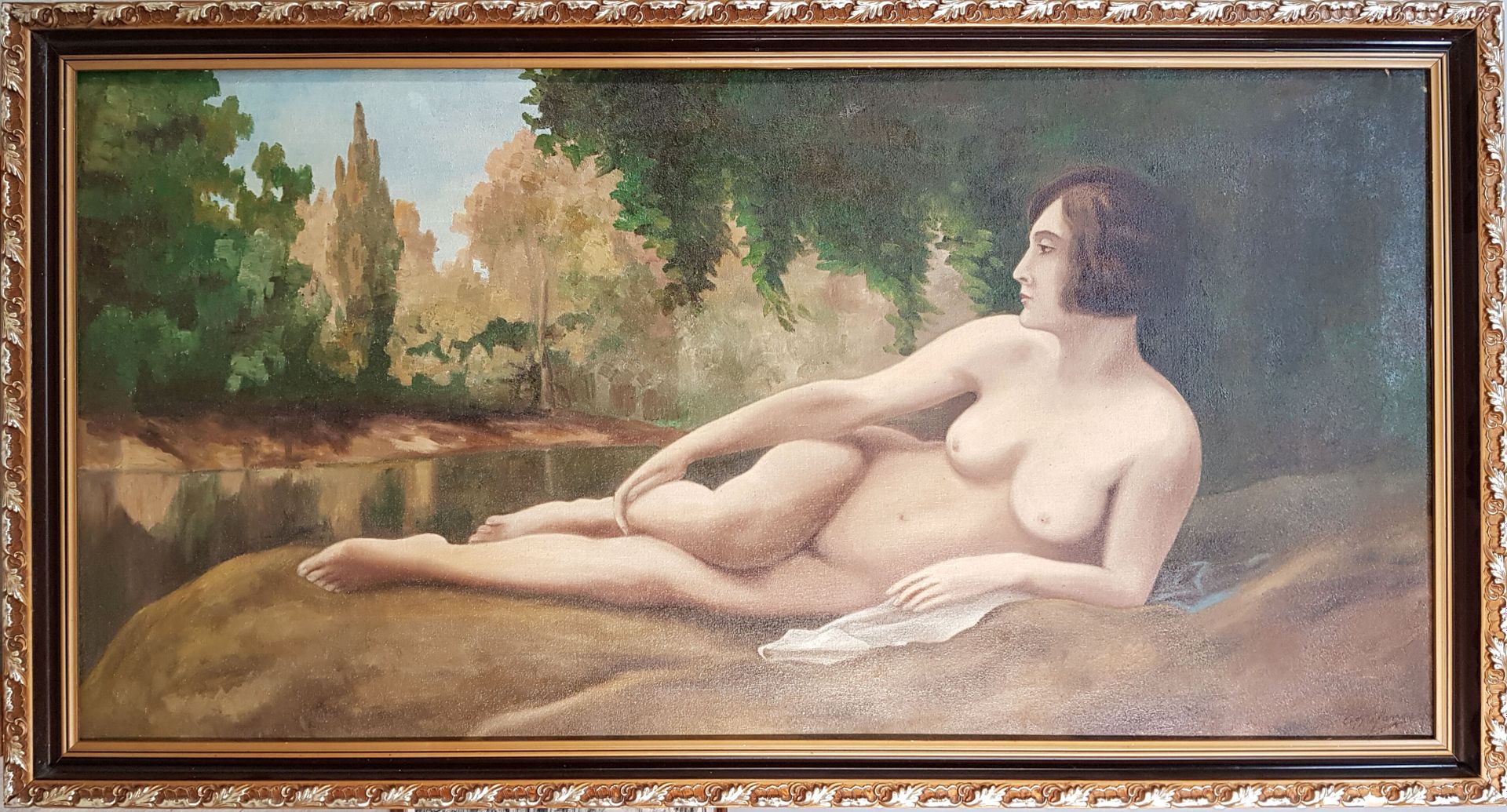 Null 米兰语(20-XXI)
"灌木丛中的裸体"。
约1950年
布面油画
右下方有签名
高60 x 宽120厘米