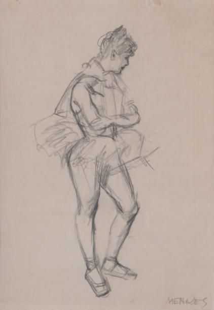Zygmunt MENKES (1896-1986) Danseuse. Crayon sur papier. Signé en bas à droite. 2&hellip;