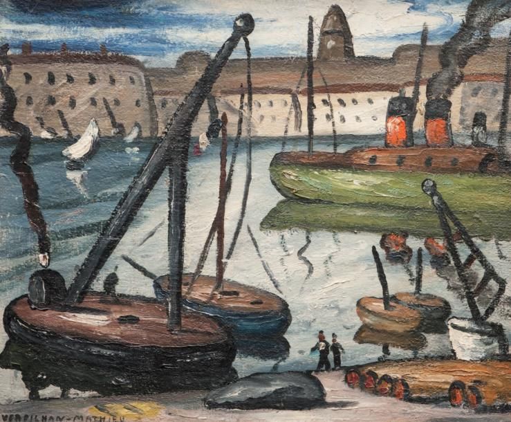 Louis Mathieu VERDILHAN (1875-1928) Le Vieux-Port de Marseille. Huile sur toile.&hellip;