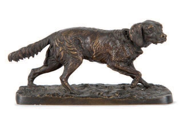 Pierre-Jules Mene (1810-1879) Chien épagneul français (Fabio) n°1. Bronze à pati&hellip;