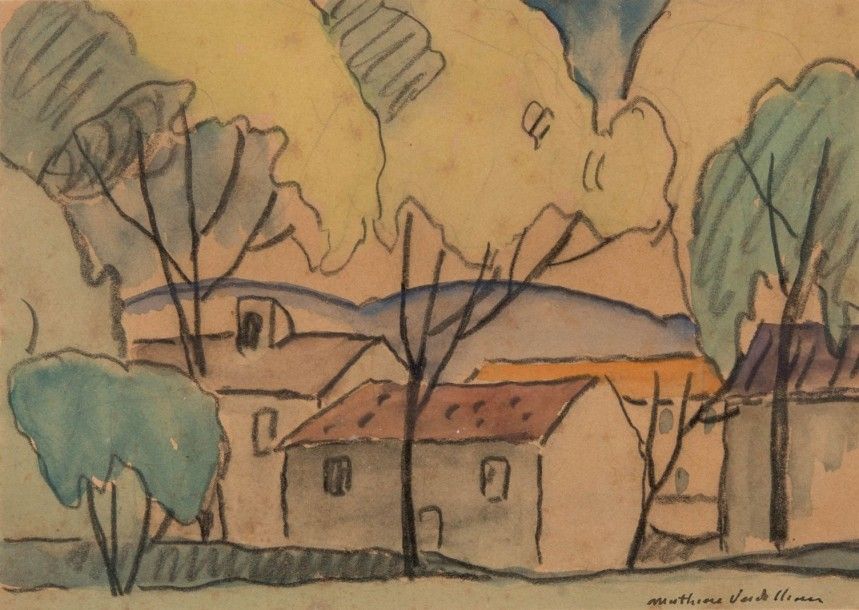 Louis Mathieu VERDILHAN (1875-1928) Bastide en provence. Aquarelle. Signée en ba&hellip;
