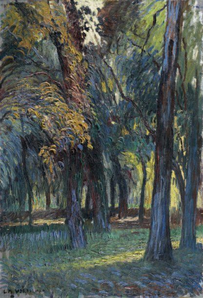 Louis Mathieu VERDILHAN (1875-1928) Allée dans un sous-bois à Fontainebleau. Hui&hellip;