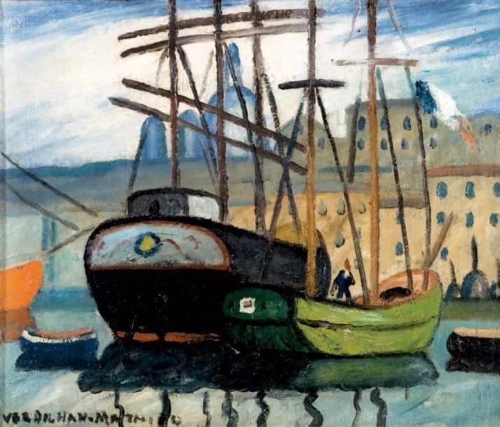 Louis Mathieu VERDILHAN (1875-1928) Balancelles dans le port de Marseille. Huile&hellip;