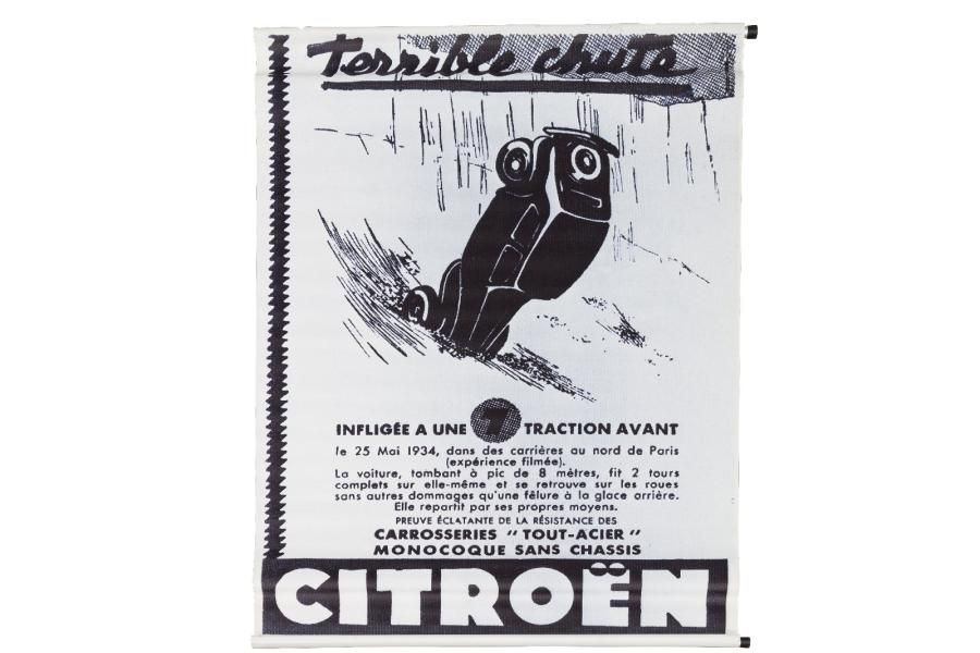 Null Affiche publicitaire "La terrible chute en 1934" (100 x140 cm).