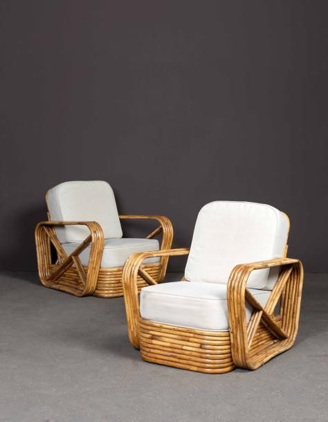Null PAUL FRANKL (1886-1958)

Paire de fauteuils

Bambou et tissu

E?dition Toho&hellip;