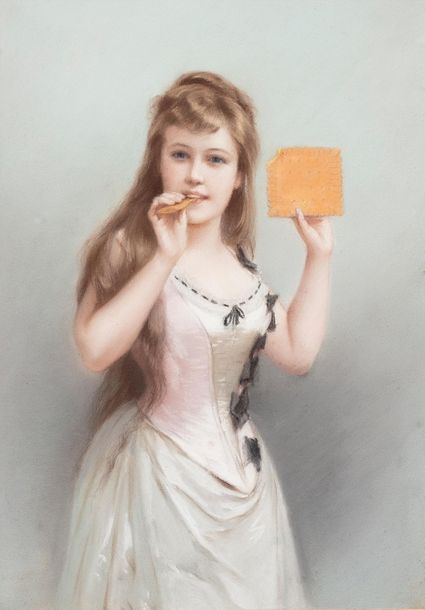 Null LA JEUNE FILLE AU PETIT-BEURRE 

Firmin Bouisset, 1890?Pastel sur toile?Tai&hellip;