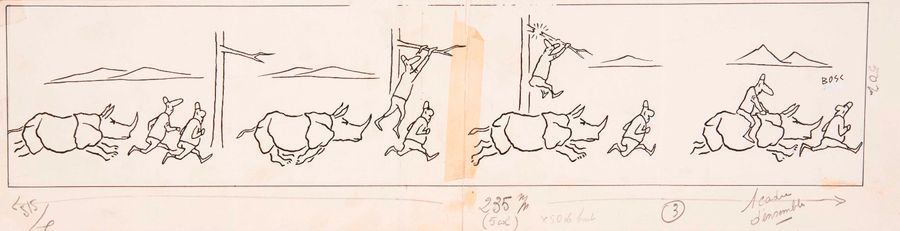 Null Jean BOSC (1924-1973) 

La fuite devant le rhino 

Strip, plume encre de ch&hellip;