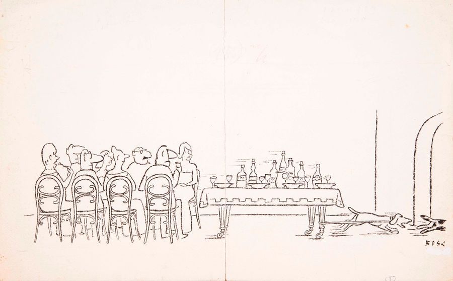 Null Jean BOSC (1924-1973) 

Le chien attaché à la table 

Pinceau, encre de chi&hellip;