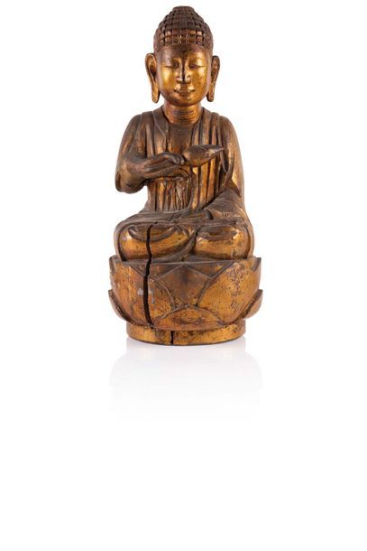 Null Statuette de bouddha Vietnam - XXe sie?cle

Bois laque? or, assis en padmas&hellip;