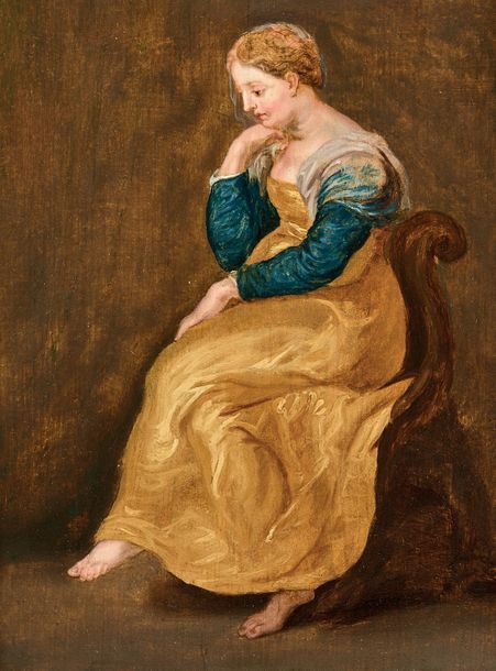 Null École FLAMANDE du XVIIe siècle

Jeune femme à la robe jaune

Panneau de chê&hellip;