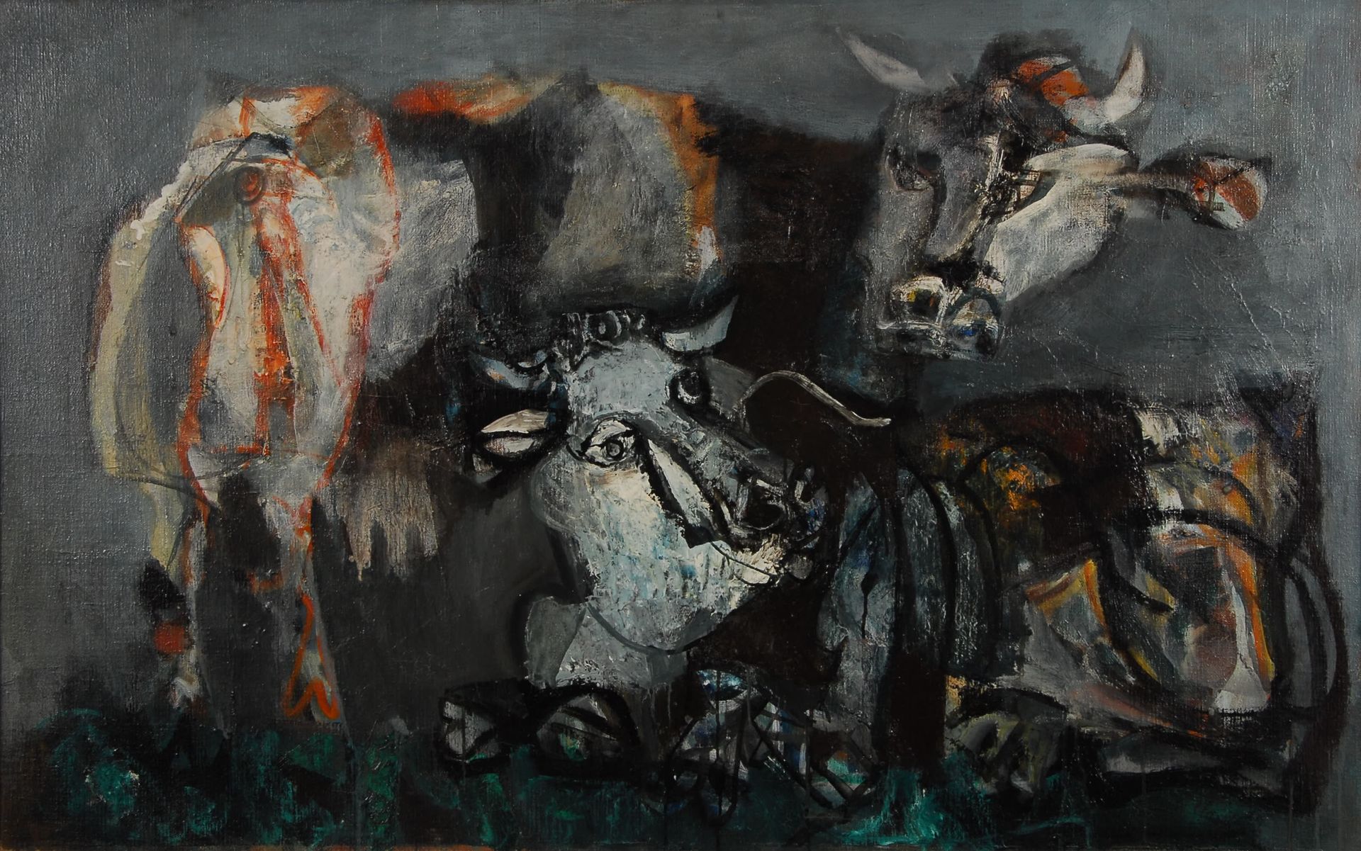 Antoni Clavé Corrida ca. 1946
Oil on canvas.

Signed lower right.
74 x 114 cm. 
&hellip;