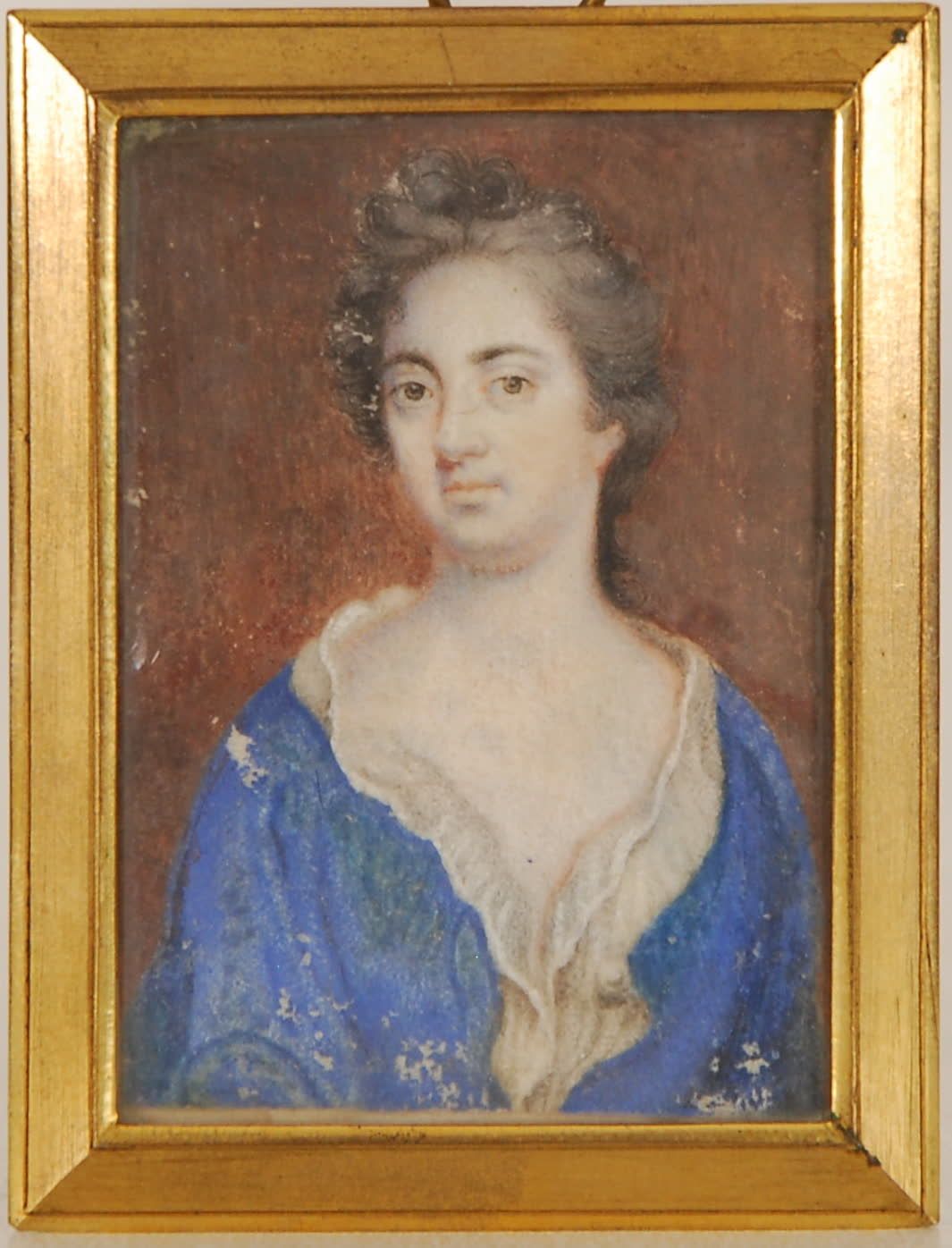 Null 迷你版
一位优质女士的肖像。

羊皮纸上的绘画。法国作品，18世纪。
6 x 4,5 cm。