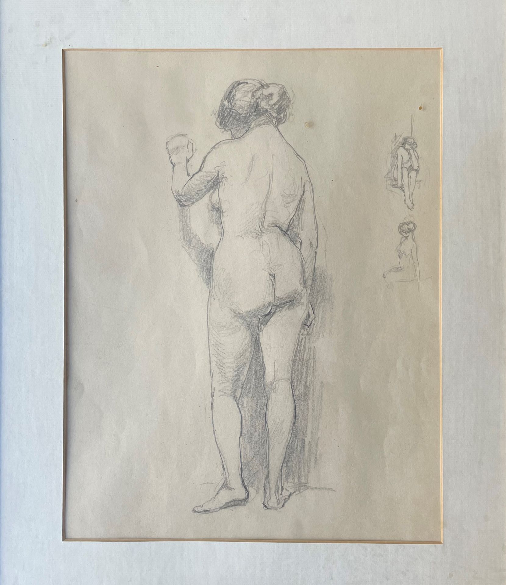 Null WILFRID DE GLEHN(1870-1951)裸体女人站立图，玻璃框内（背面有标签）。

33x25厘米