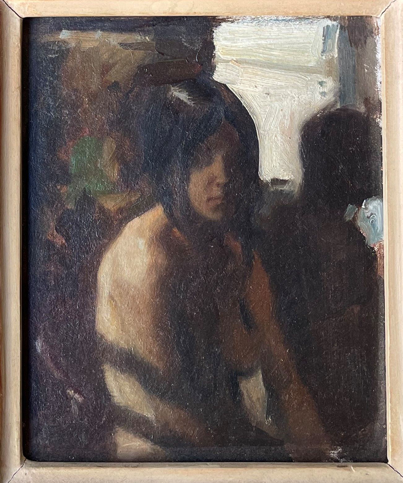 Null KEN MORONEY (生于1949年) 带镜子的裸体板上油画 (背面有标签)

6X13厘米