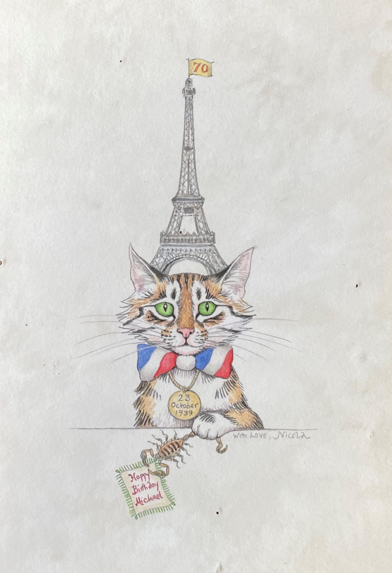 Null NICOLA BAILEY (geb. 1949) Grußkarte auf Paris signiert und gewidmet 

17,5x&hellip;