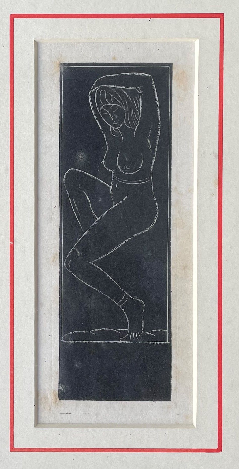 Null ERIC GILL (1882-1940) 黑色背景上的裸体举臂蚀刻画

14,5x6厘米