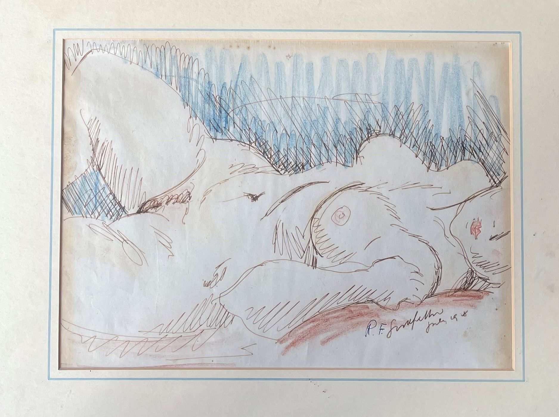 Null REGINALD GOODFELLOW ( 1894-1985) Female Nudes 2 pencil and coloured pencil &hellip;