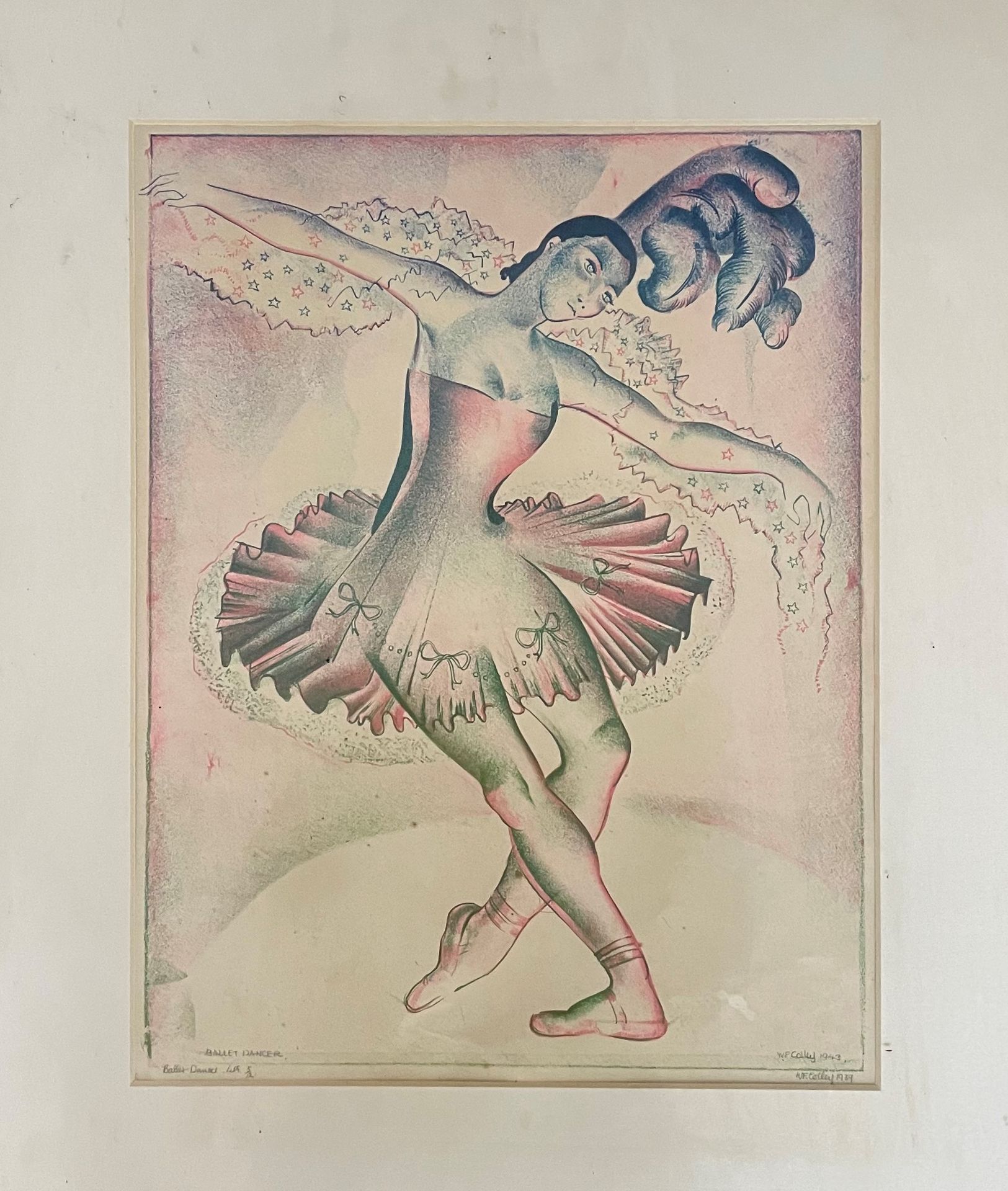 Null 威廉-弗雷德里克-柯利（1907-1957）《舞者》彩色蚀刻画，右下角有签名，编号5/12

38x30cm (展出中)