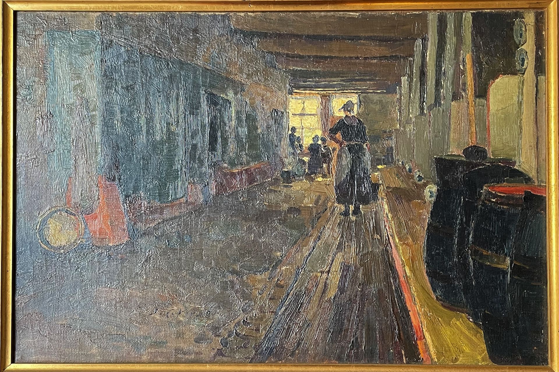 Null JANE COWAN WYPER (1866-1898 ) Scène d'intérieur huile sur toile signée en b&hellip;