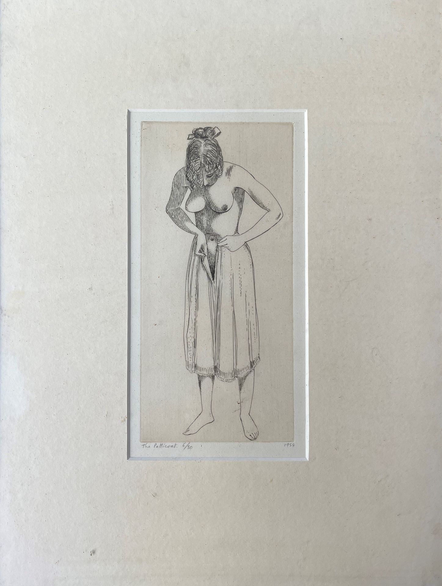 Null JOHN BUCKLAND-WRIGHT (1897-1954) Mujer poniéndose la enagua 1954 grabado 6/&hellip;