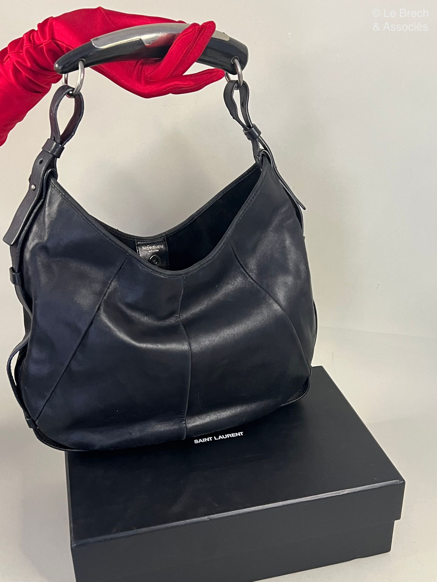 YVES SAINT LAURENT Mombasa bag in black soft leather wit…