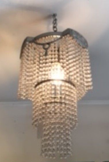 Null Piccolo lampadario in stile Art Déco con frange di perline di vetro