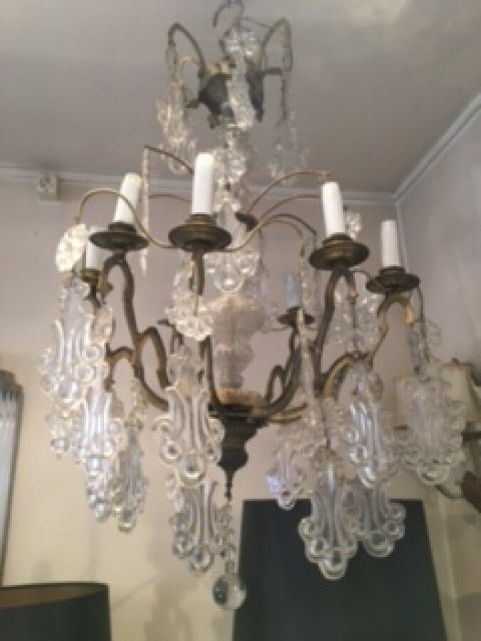 Null 十八世纪风格的玻璃板笼形吊灯，带8个灯，高87厘米