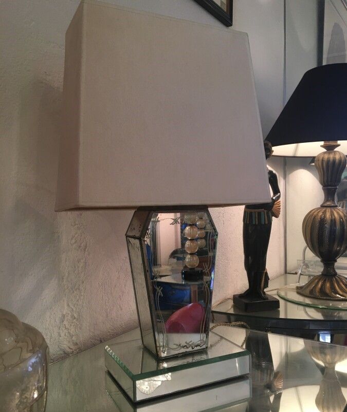 Null Lampe de bureau en miroir de forme balustre H 26 x 19 x 14 cm