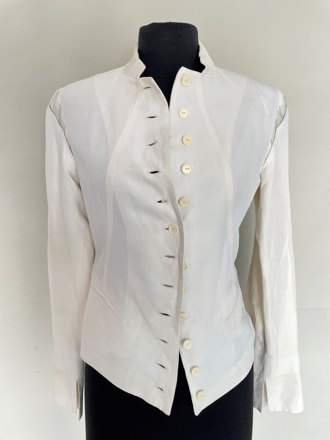 Null KENZO Paris Jacket in composite material and white linen - Size 36