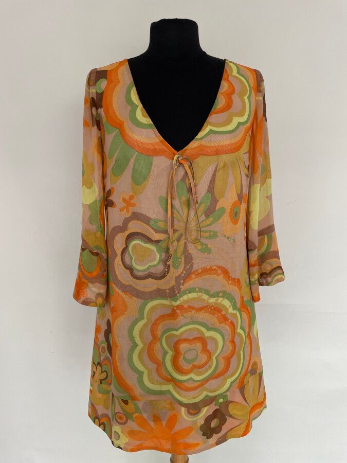 Null JEROME LHUILLIER Flower printed silk dress - Size 38

(stains)