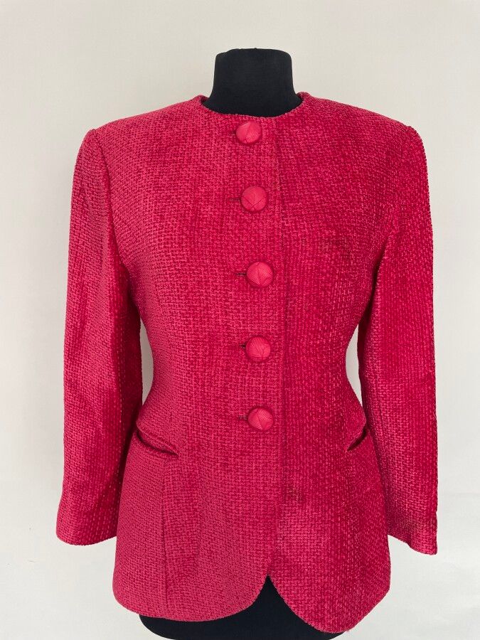 Null CHRISTIAN DIOR Boutique Jacket in raspberry composite material with silk li&hellip;