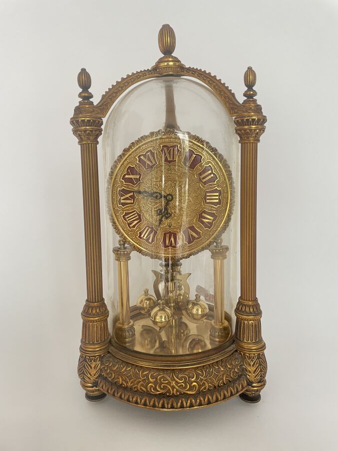 Null LANCEL Kern 400 day perpetual motion gilt bronze clock under glass globe 

&hellip;