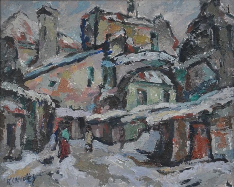 CHWOLES Rafal/Raphael (Wilno/Vilnius 1913 - 2002 Paris) Vieille ville en hiver H&hellip;