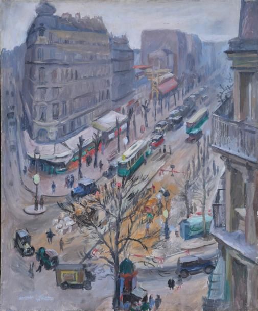 ANONYME (XXe siècle) Carrefour Vavin et Boulevard Montparnasse (ca. 1925) Huile &hellip;