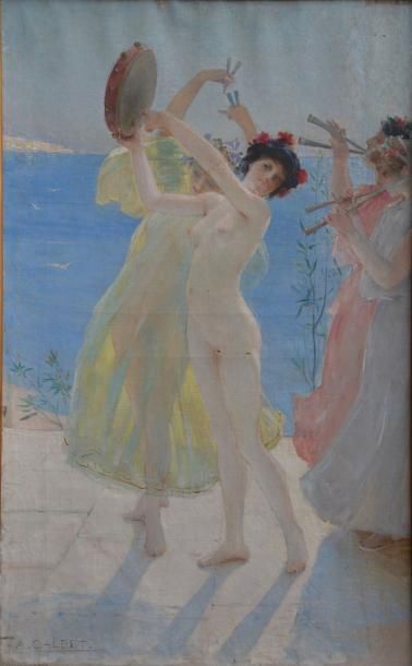 CALBET Antoine (Engayrac 1860 - 1944 Paris) Les danseuses au bord de la mer Huil&hellip;