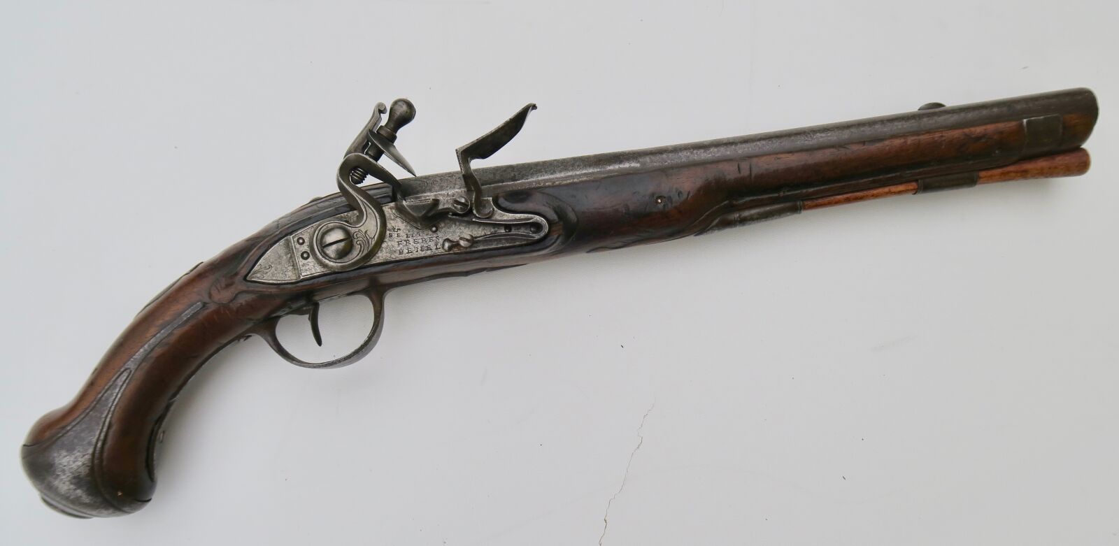 Null Pistol of the Gendarmerie of France. Mounted in iron, dolphin-shaped counte&hellip;