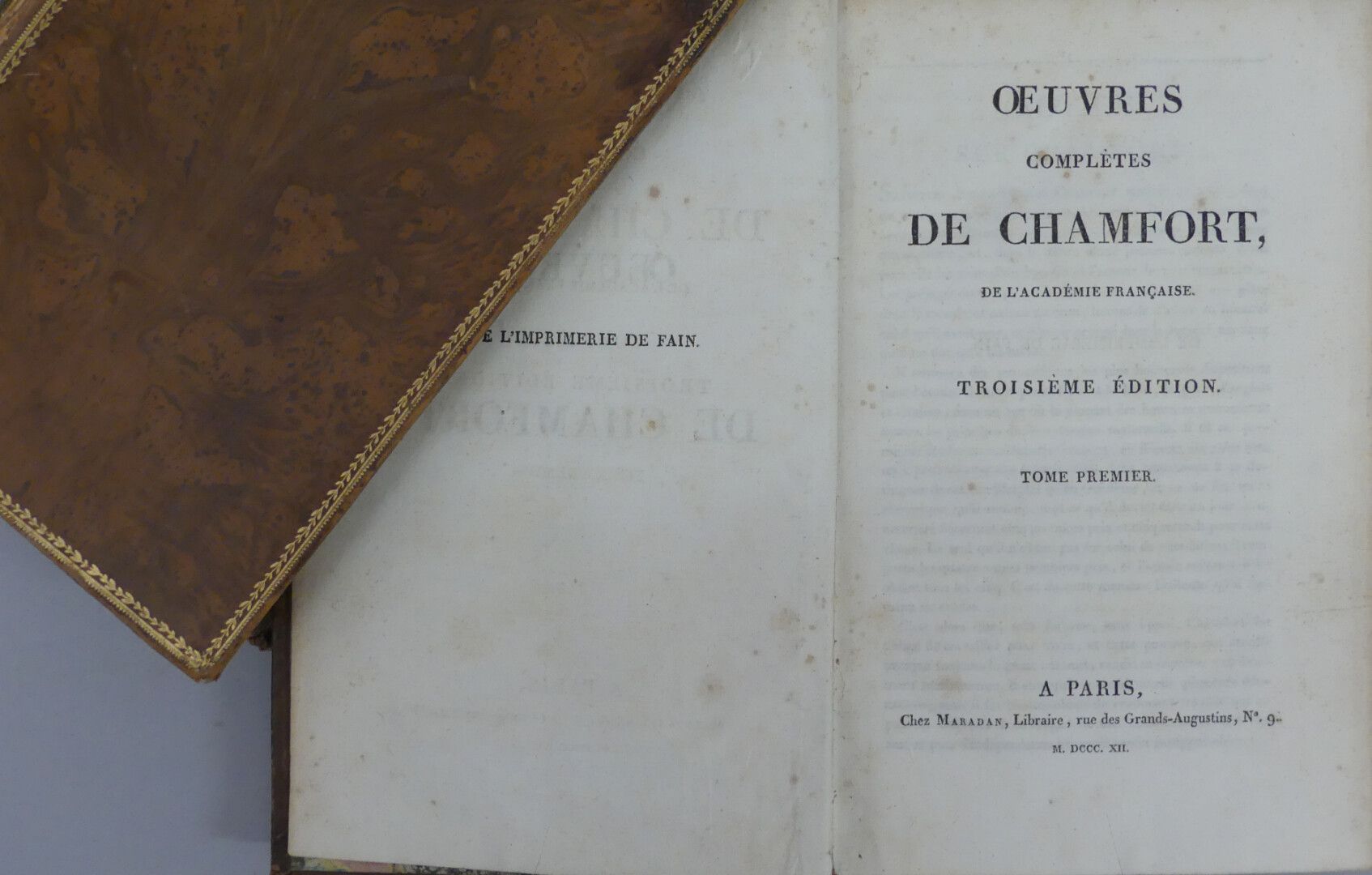 Null CHAMFORT. GESAMTWERK. Paris, Maradan, 1812. Zwei Bände in-8 marmoriert Kitz&hellip;
