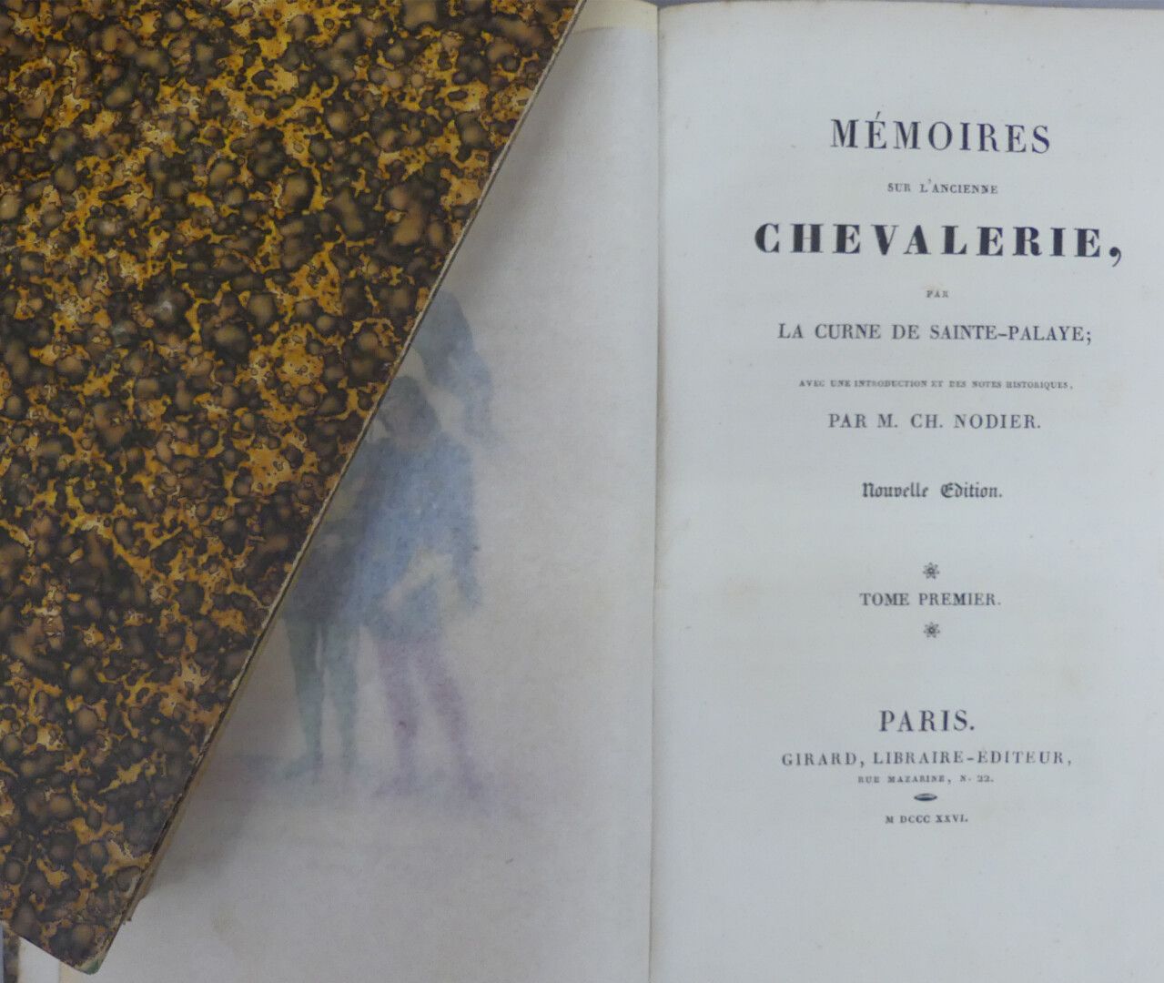 Null La Curne de Sainte-Palaye.古代骑士精神的回忆录。巴黎，吉拉德，1826年。两卷8开本，金黄色半小牛皮，书脊上有装饰的神经，镀&hellip;