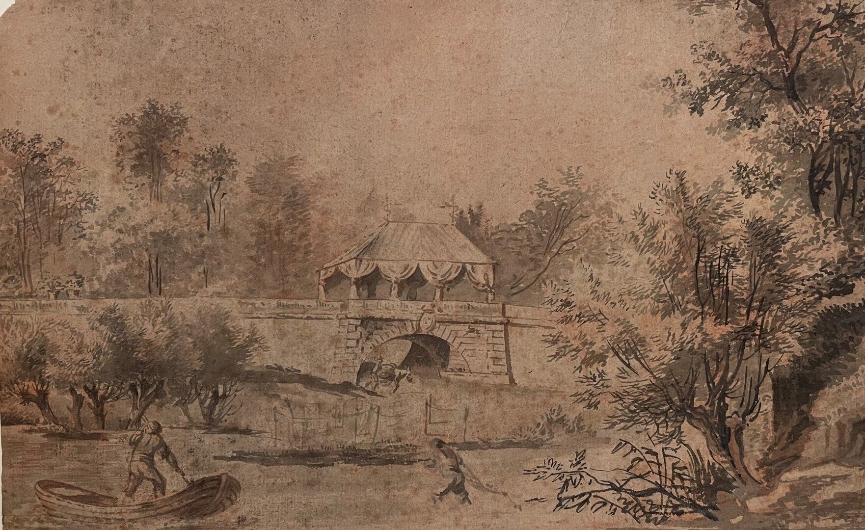 Null Flämische Schule 18. Jahrhundert

Landschaft mit Brücke

Aquarell und Lavie&hellip;