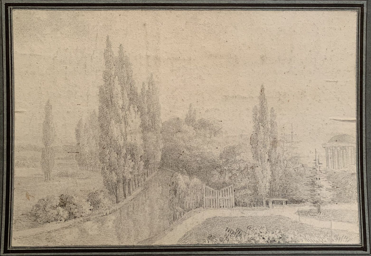 Null 法国学校 18世纪

新古典主义公园的景色

纸上铅笔和墨水

19 x 27,6厘米。