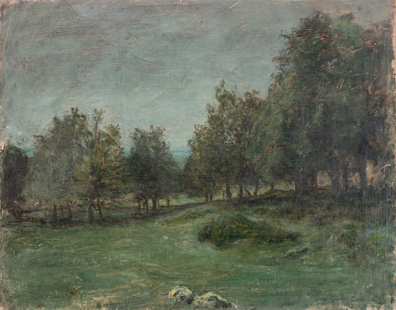 Null 路易-希莱尔-卡朗 (1821-1899)

空地的景色

布面油画，右下角有签名

43 x 55厘米