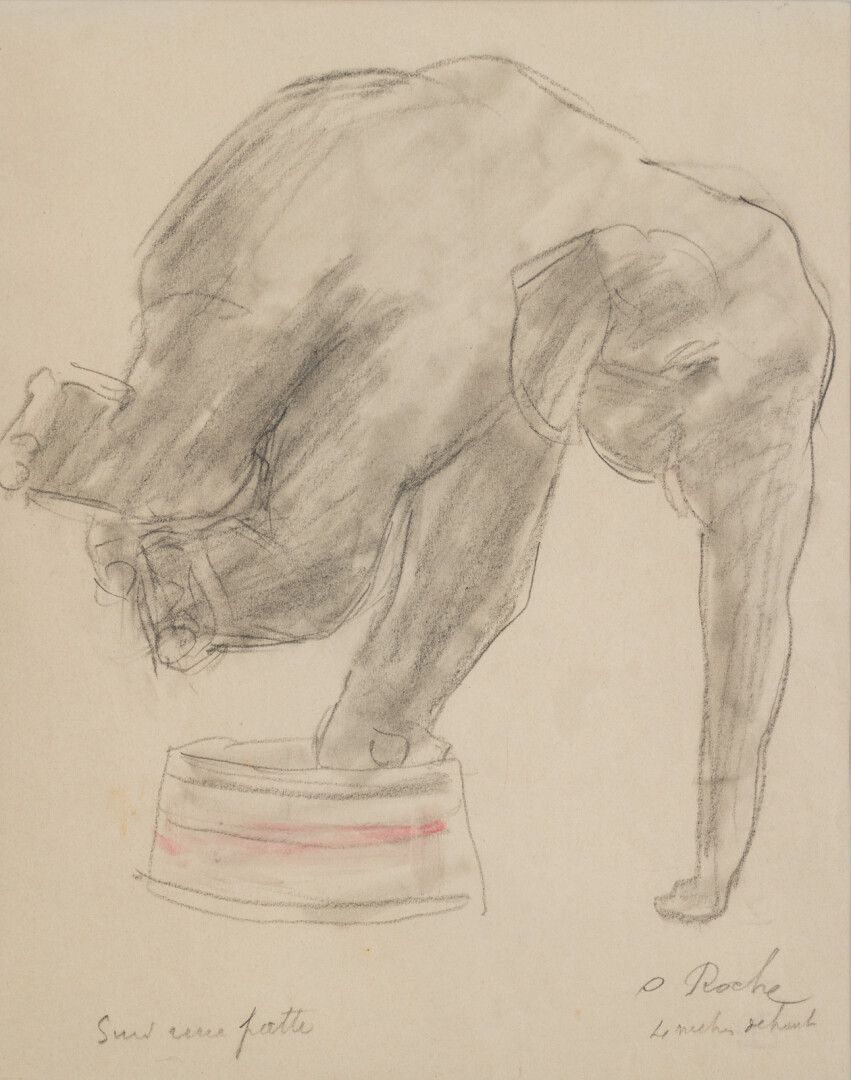 Null 奥迪隆-罗切(1868-1947)

"在一个爪子上"。

炭笔画，右下角有签名

28 x 21 cm