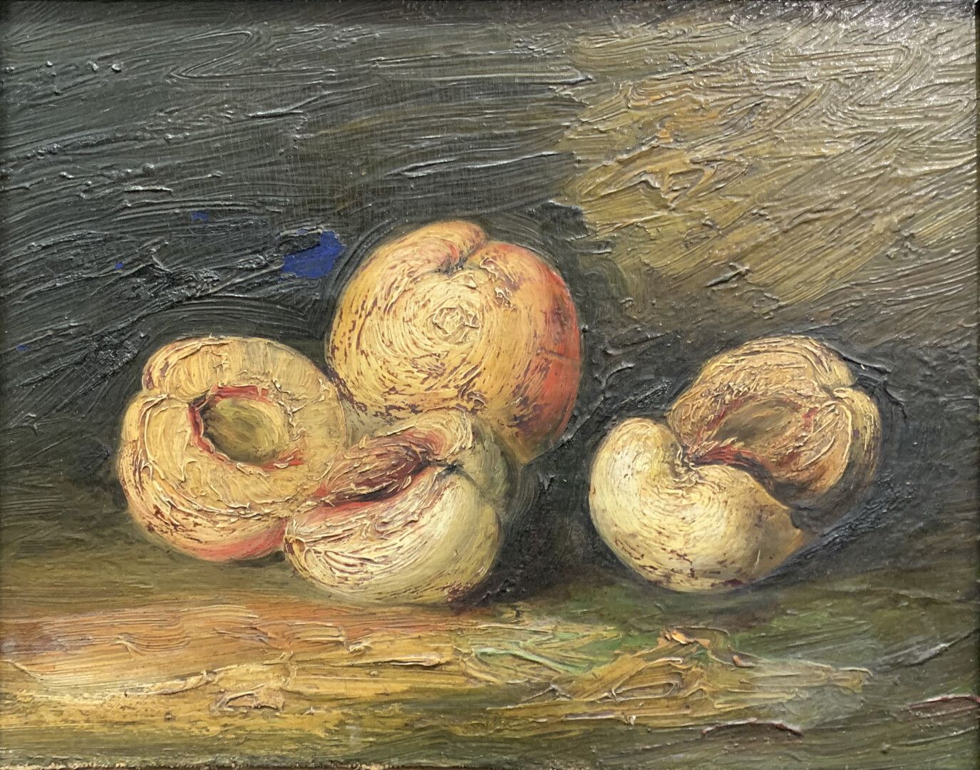 Null 19世纪末的法国学校

桃子的静物画

布面油画，装在面板上

24,8 x 31,8 cm。