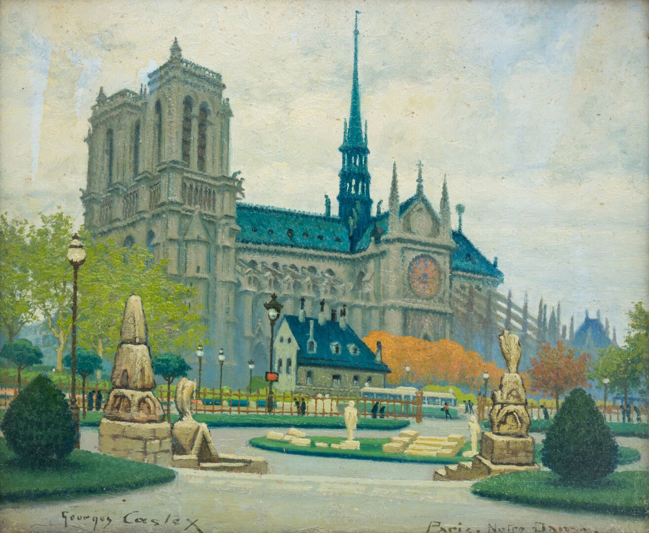 Null 乔治-卡斯特斯(1860-1943)

巴黎圣母院。

布面油画，左侧有签名。

37 x 46厘米。