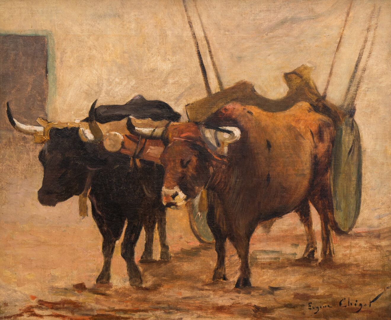 Null 欧仁-希高 (1860-1923)

马车

布面油画，右下角有签名

38,5 x 46,5 cm (修复后)